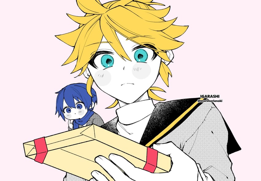 kagamine len and kaito (vocaloid) drawn by igarashi_(morimorienoki)