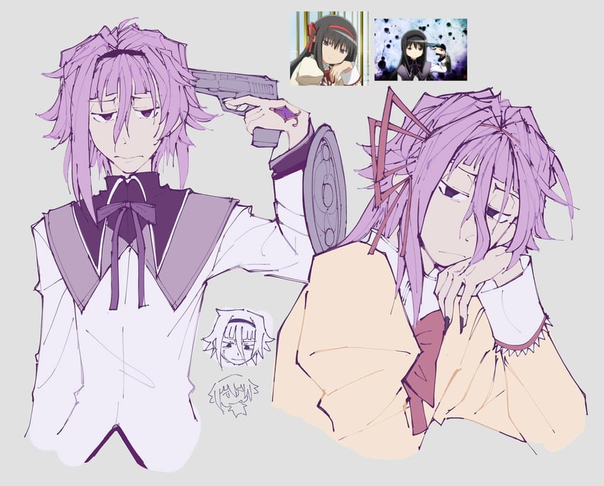 akemi homura and crona (mahou shoujo madoka magica and 1 more) drawn by kaligraphy