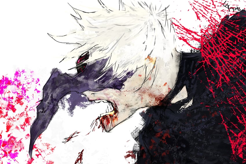 kaneki ken (tokyo ghoul and 1 more) drawn by franas