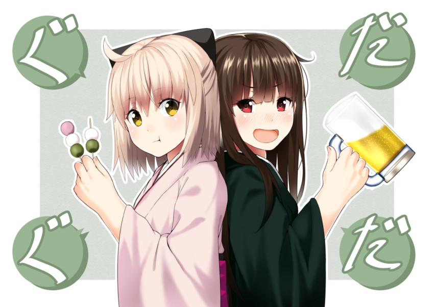 okita souji and oda nobunaga (fate and 1 more) drawn by mugipot