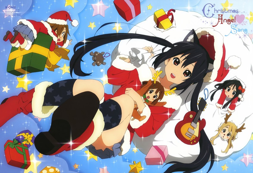 akiyama mio, nakano azusa, hirasawa yui, tainaka ritsu, kotobuki tsumugi, and 1 more (k-on! and 1 more) drawn by kadowaki_miku, miura_rina_(colorist), takeuchi_yukiko, and umetsu_tetsurou