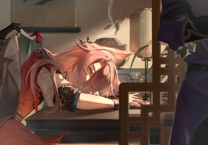 feixiao, jiaoqiu, and moze (honkai and 1 more) drawn by luoxue557