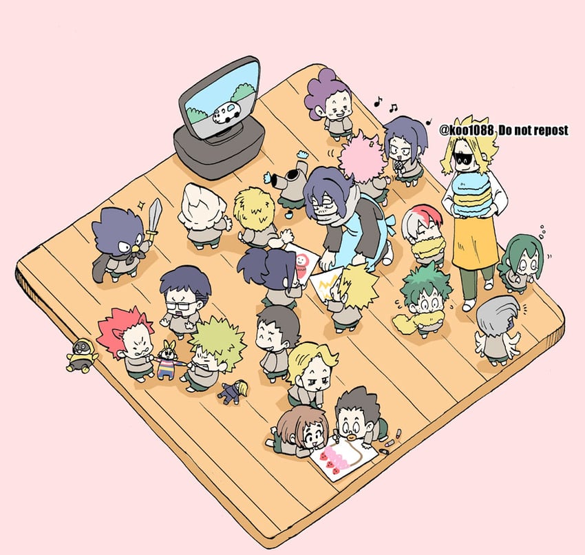 bakugou katsuki, uraraka ochaco, todoroki shoto, asui tsuyu, yaoyorozu momo, and 20 more (boku no hero academia and 1 more) drawn by koo1088