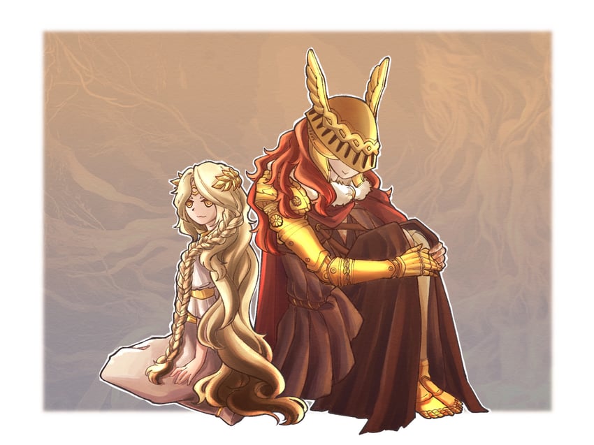 malenia blade of miquella and miquella (elden ring) drawn by miqueliafantasia