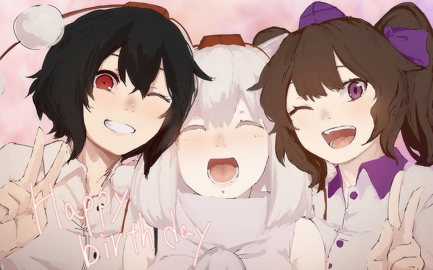shameimaru aya, inubashiri momiji, and himekaidou hatate (touhou) drawn by terimayo