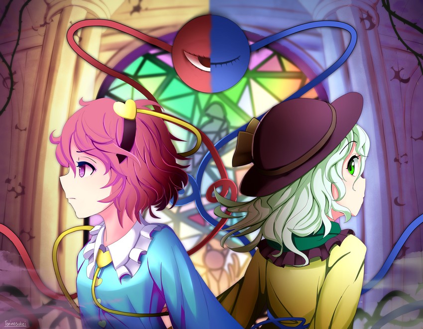 komeiji koishi, komeiji satori, kaenbyou rin, and reiuji utsuho (touhou) drawn by torinosukei