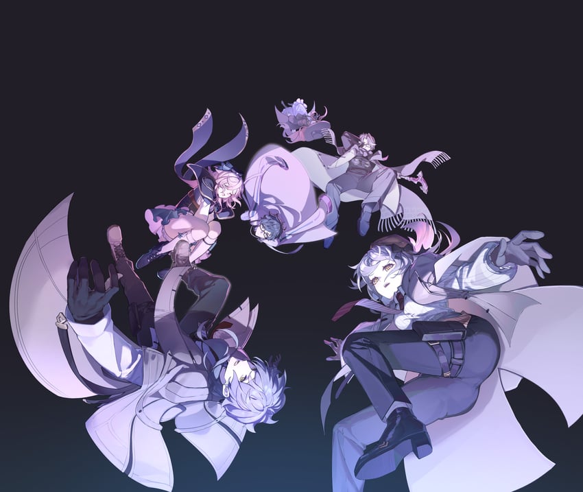 trailblazer, stelle, march 7th, caelus, dan heng, and 2 more (honkai and 1 more) drawn by qian_qian_qian