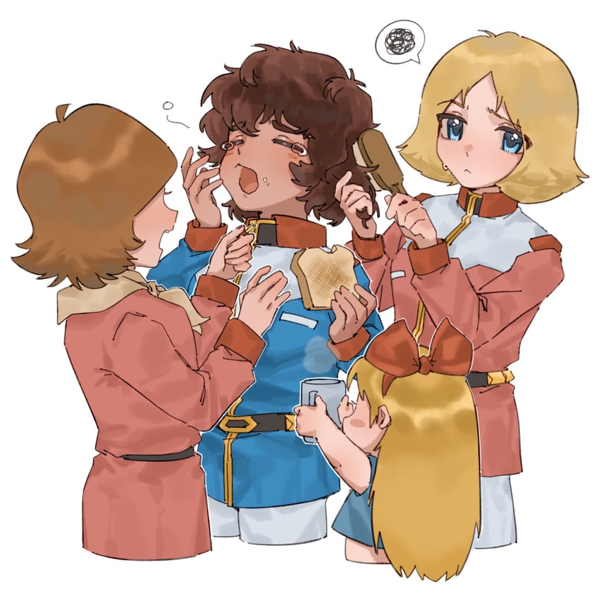 amuro ray, sayla mass, fraw bow, and kikka kitamoto (gundam and 1 more) drawn by porkpie68701999