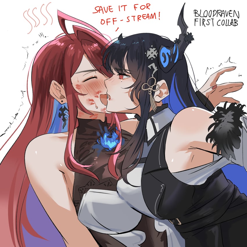 nerissa ravencroft and elizabeth rose bloodflame (hololive and 1 more) drawn by set7