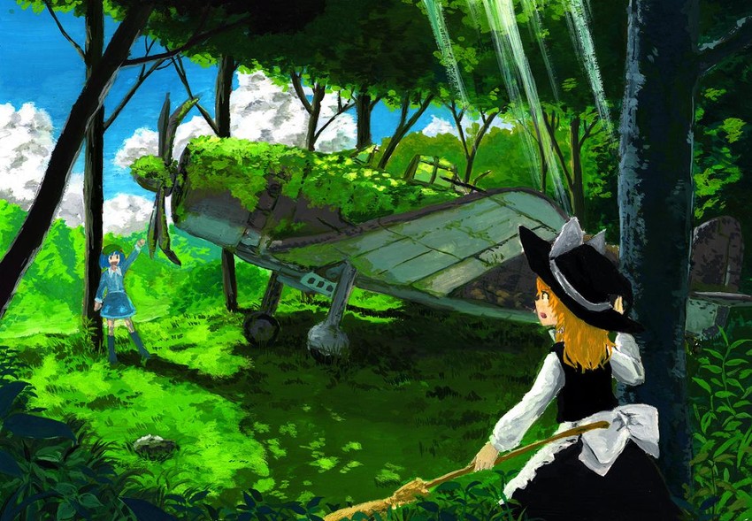 kirisame marisa and kawashiro nitori (touhou) drawn by shiratama_(hockey)