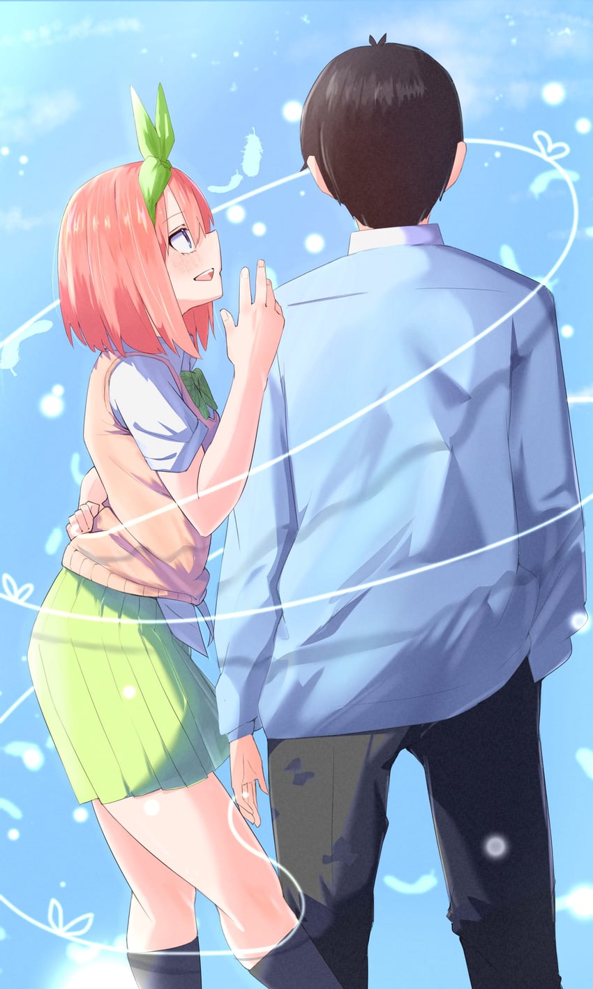 nakano yotsuba and uesugi fuutarou (go-toubun no hanayome) drawn by kisaragi_yotsuba