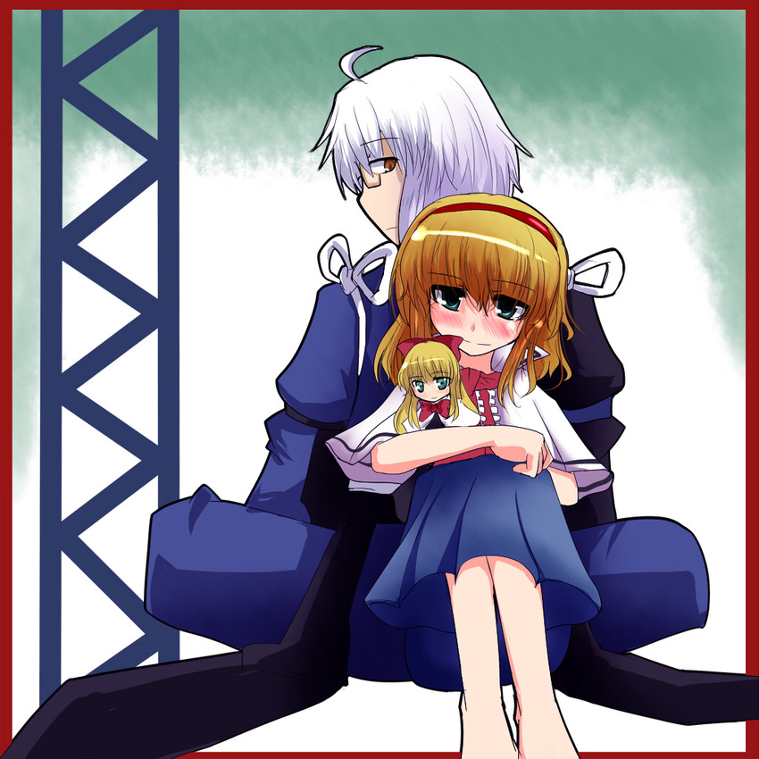 alice margatroid, morichika rinnosuke, and shanghai doll (touhou) drawn by shishamoji