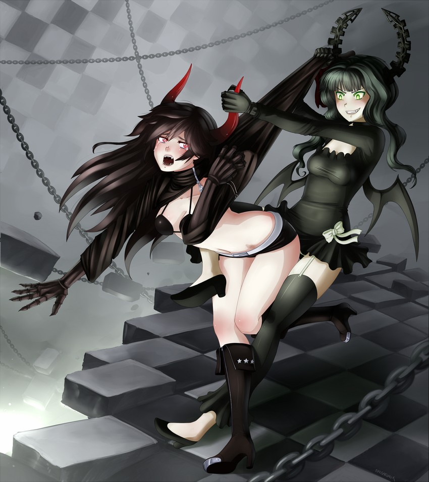 dead master and black gold saw (black rock shooter) drawn by barbariank