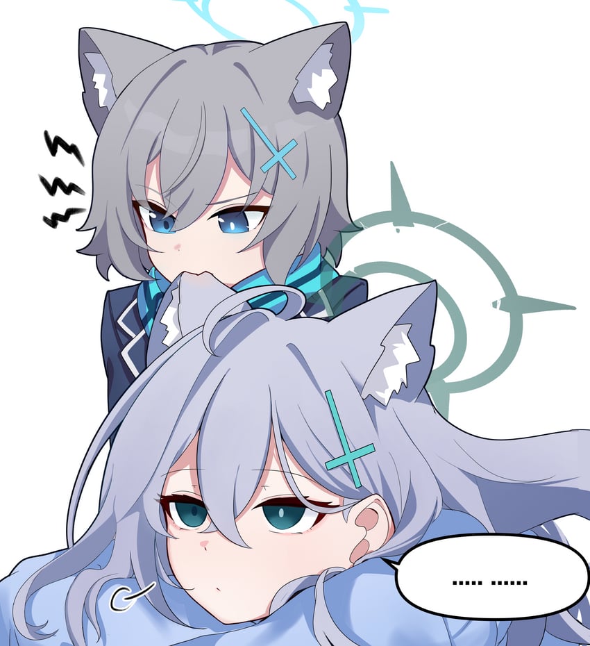 shiroko and shiroko terror (blue archive) drawn by skyrain315