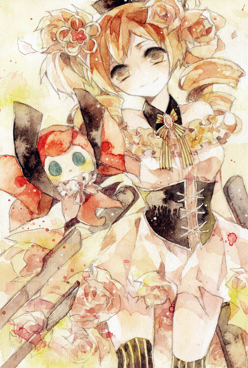 tomoe mami and charlotte (mahou shoujo madoka magica) drawn by mok1e