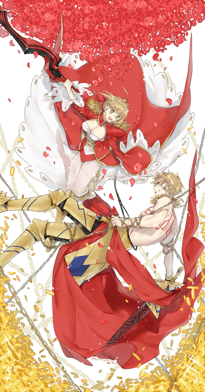 nero claudius and gilgamesh (fate and 3 more) drawn by 88_(einnimnech)