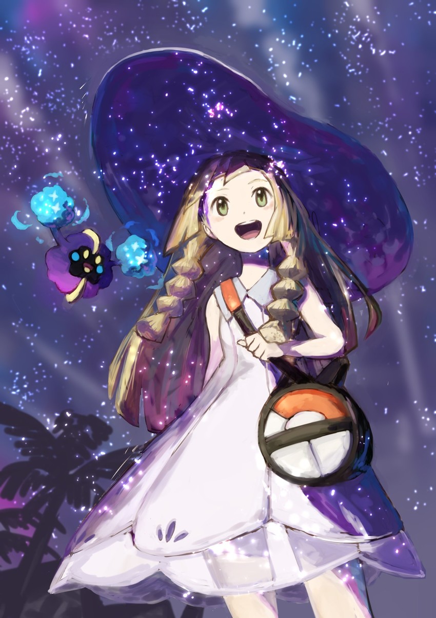 lillie and cosmog (pokemon and 1 more) drawn by nemoto_yuuma