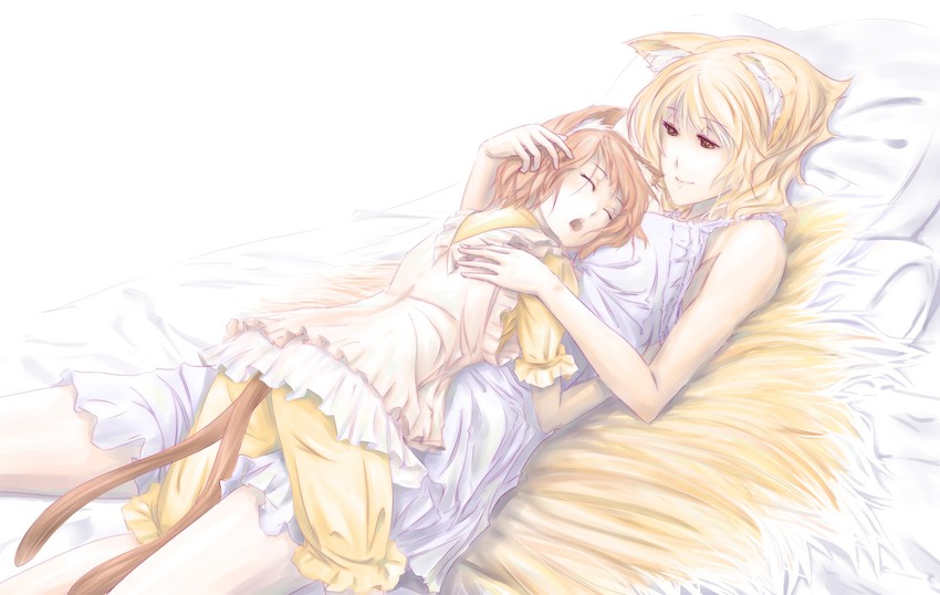 yakumo ran and chen (touhou) drawn by gustav_(telomere_na)
