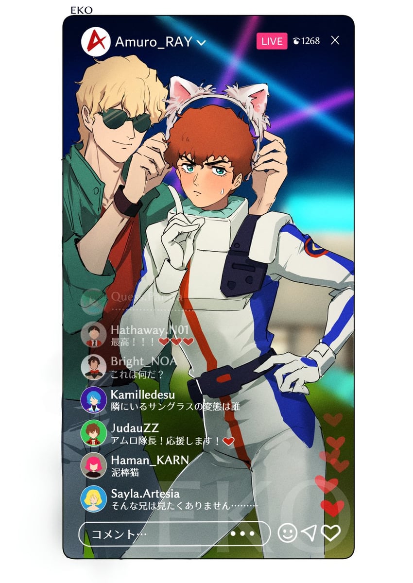 char aznable, amuro ray, kamille bidan, haman karn, sayla mass, and 3 more (gundam and 1 more) drawn by ekomozzarella