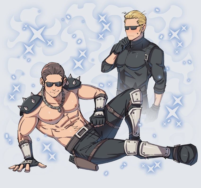 chris redfield and albert wesker (resident evil and 1 more) drawn by kalamari