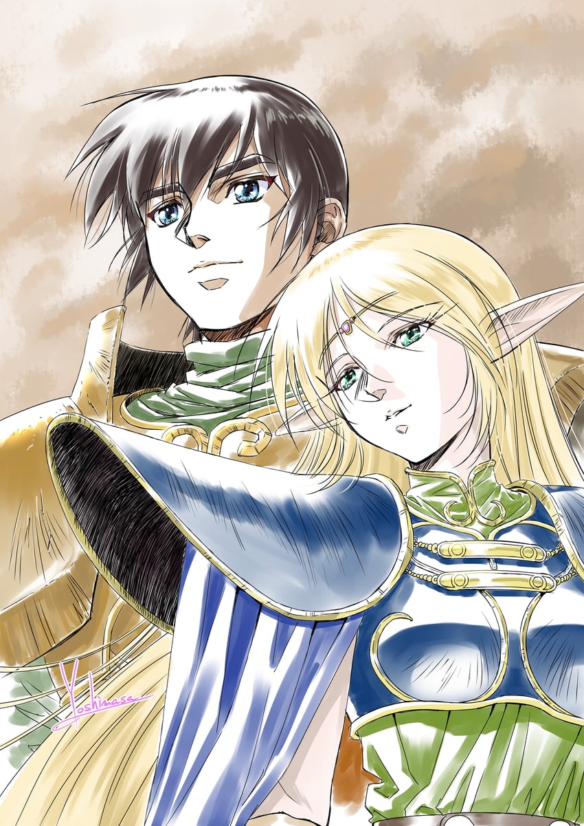 deedlit and parn (record of lodoss war) drawn by yoshinaga_masahiro