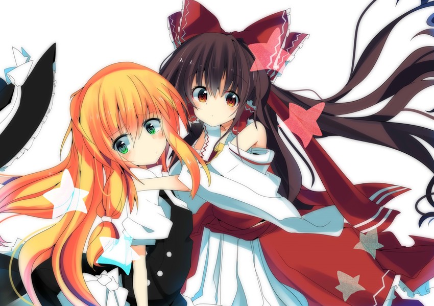 hakurei reimu and kirisame marisa (touhou) drawn by te_toga
