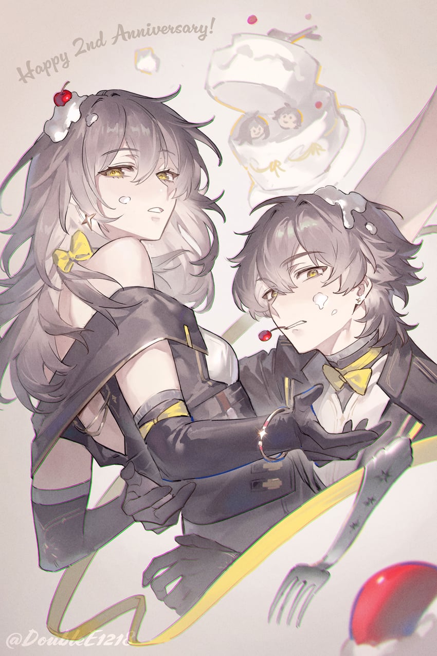 trailblazer, stelle, and caelus (honkai and 1 more) drawn by mealove1218