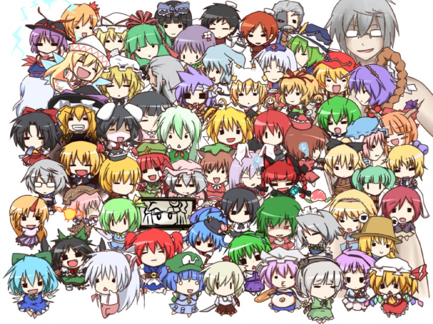 hakurei reimu, kirisame marisa, remilia scarlet, flandre scarlet, izayoi sakuya, and 63 more (original and 2 more) drawn by taniya_raku