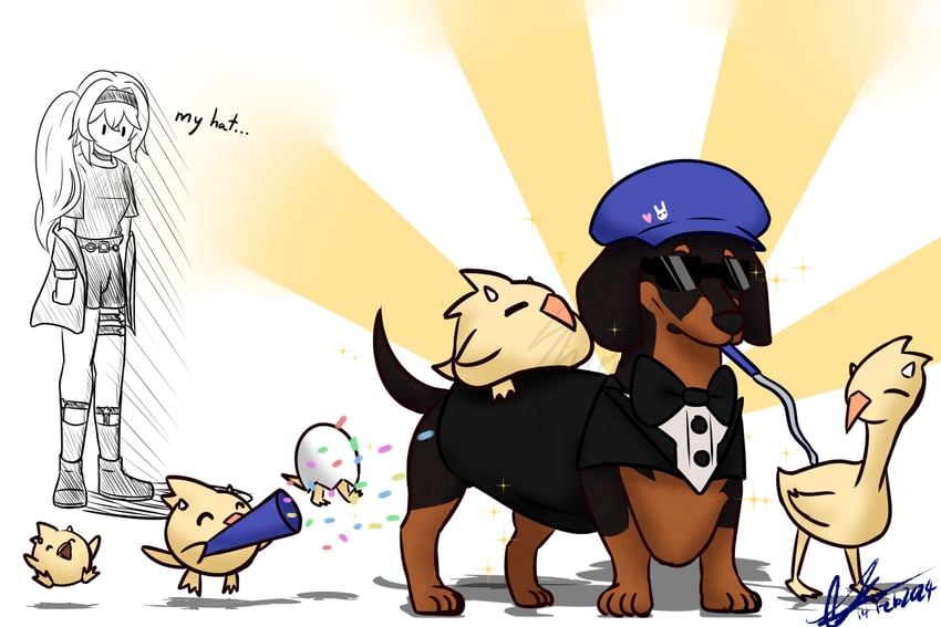 dokibird, dragoon, and doki amber doge (indie virtual youtuber) drawn by shardzdoesstuff