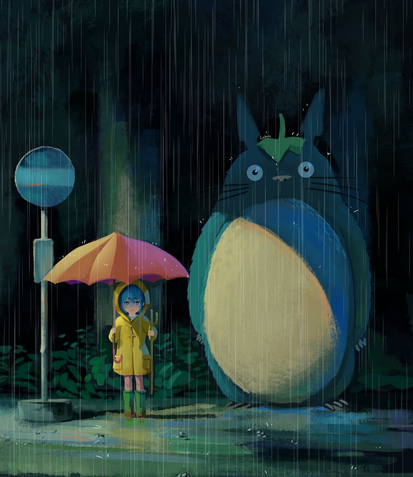 totoro and luce (studio ghibli and 2 more) drawn by fiochalx