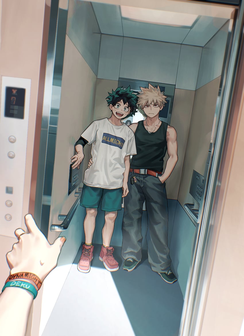 midoriya izuku and bakugou katsuki (boku no hero academia) drawn by cut_(nifuhami_35)
