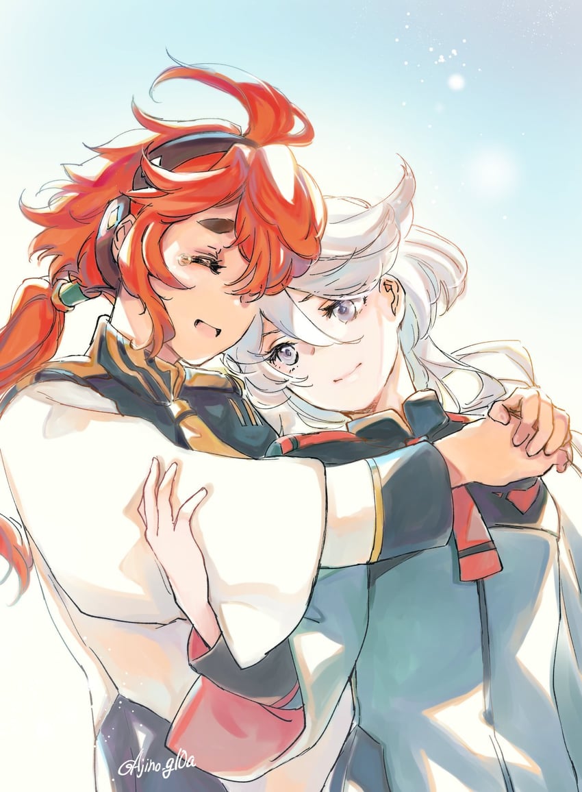 suletta mercury and miorine rembran (gundam and 1 more) drawn by ajino_g10a