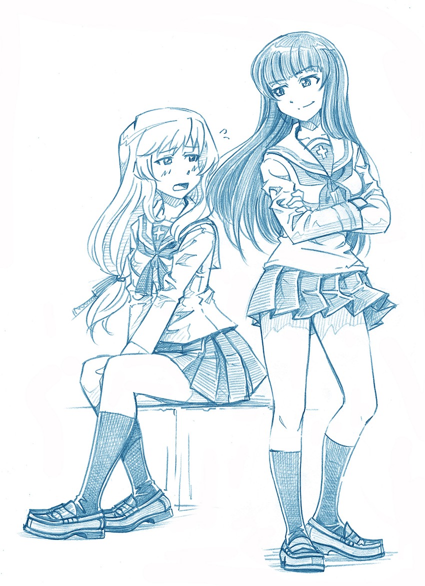 nishizumi shiho and shimada chiyo (girls und panzer) drawn by bbb_(friskuser)
