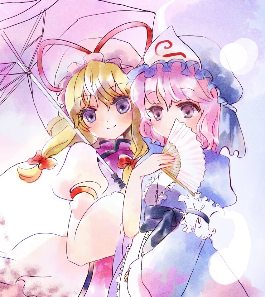 yakumo yukari and saigyouji yuyuko (touhou) drawn by emimi_(emimi_28)