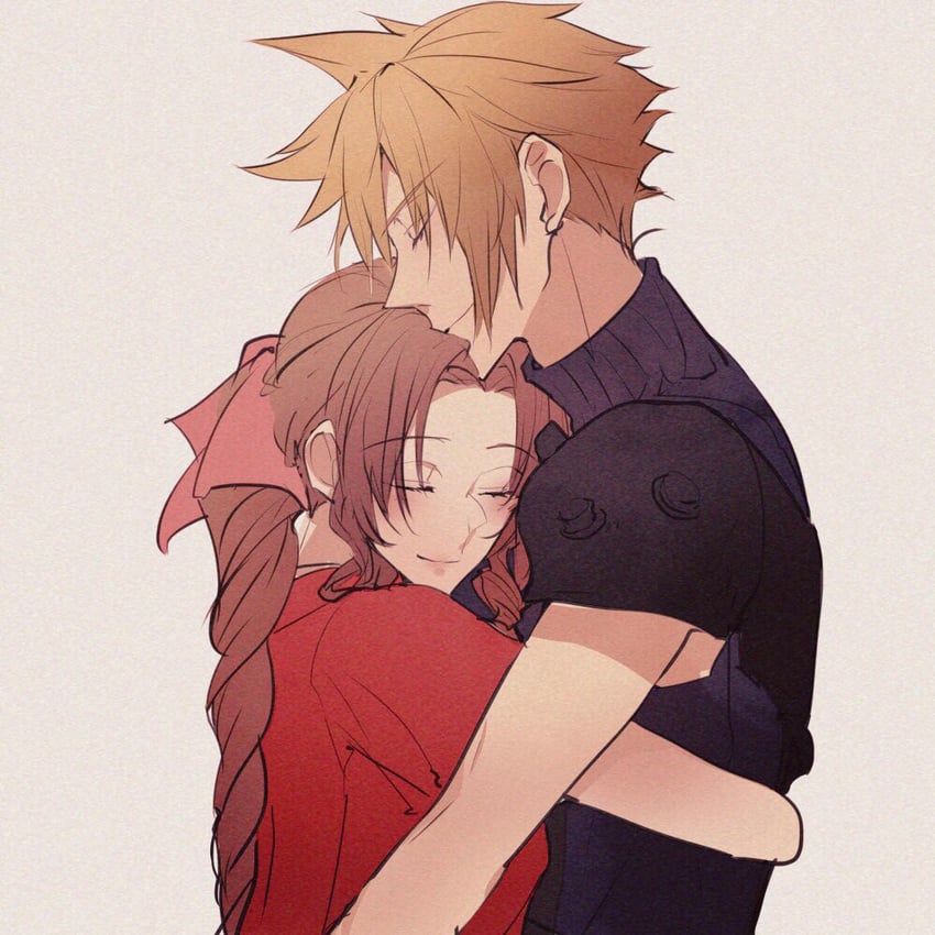 cloud strife and aerith gainsborough (final fantasy and 2 more) drawn by seasaltice13