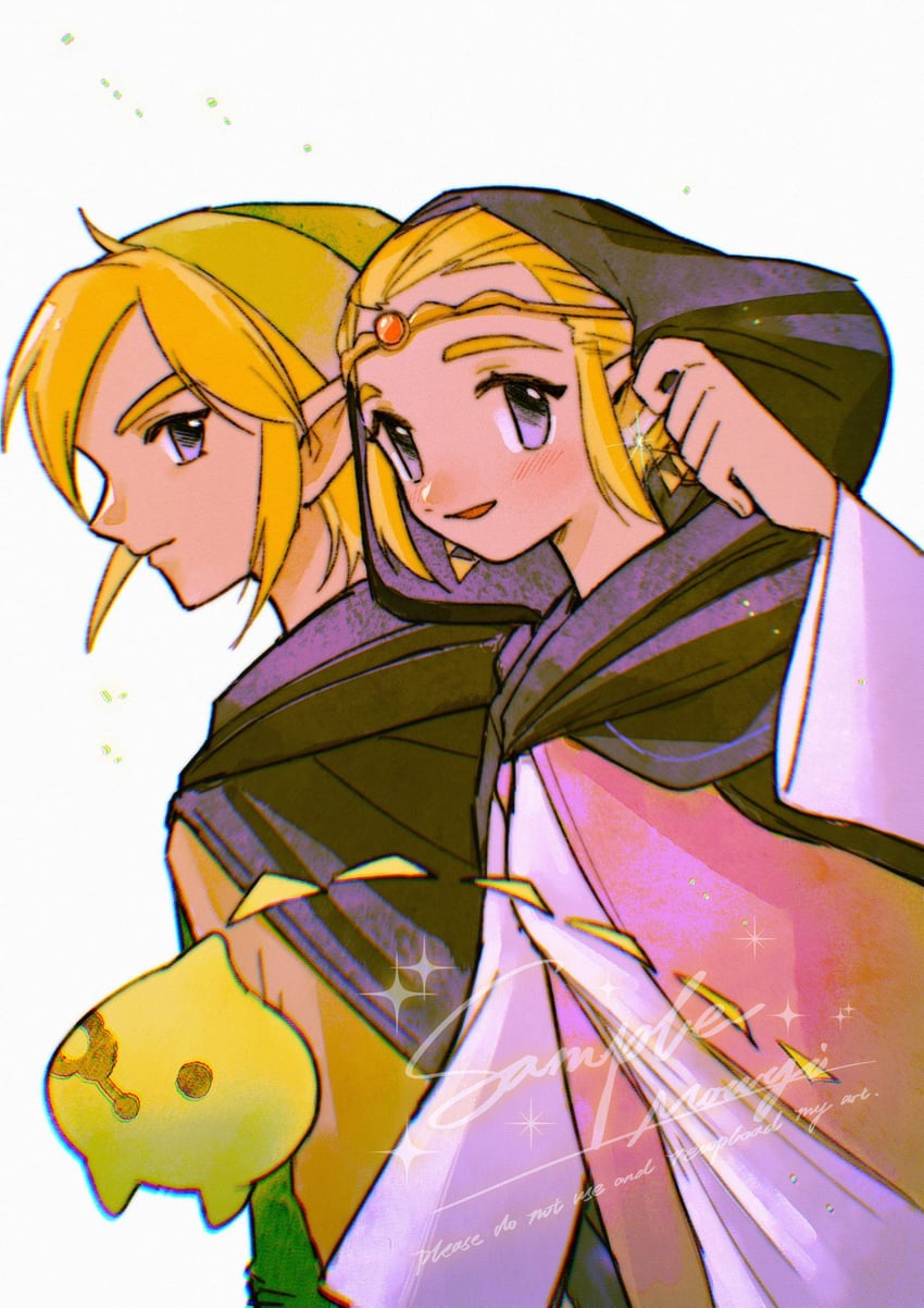 link, princess zelda, and tri (the legend of zelda and 1 more) drawn by mouyi