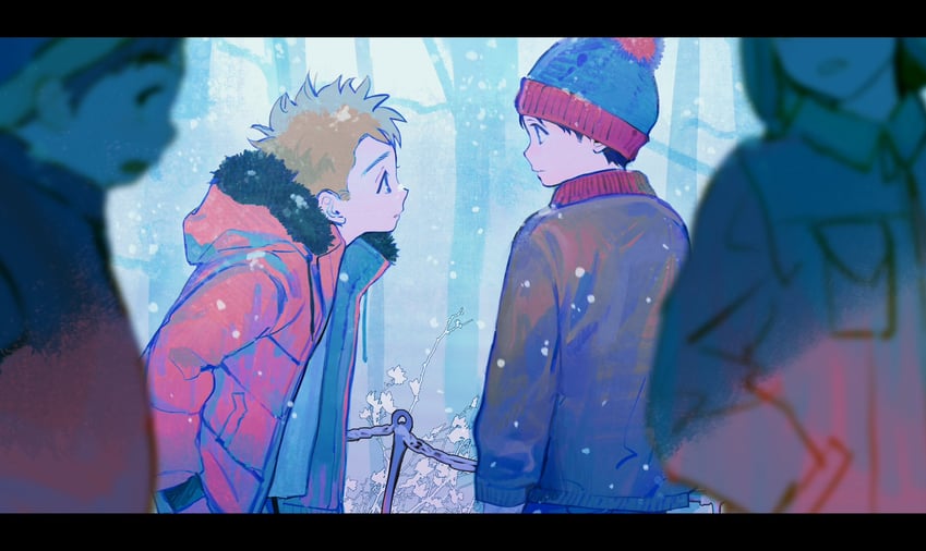 stan marsh, kenny mccormick, kyle broflovski, and eric cartman (south park) drawn by cuf_nayl
