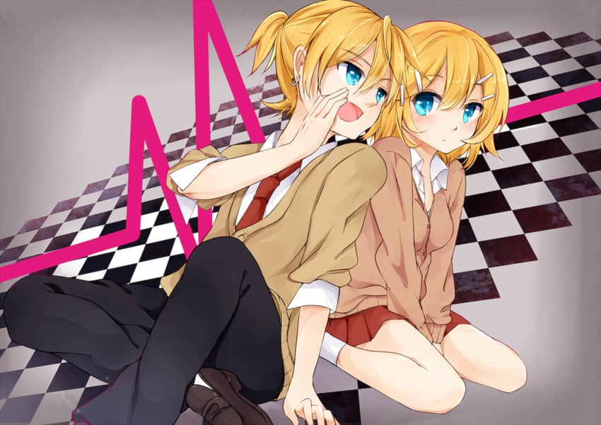 kagamine rin and kagamine len (vocaloid and 1 more) drawn by hazuki_natsu