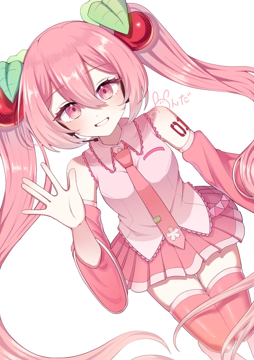 hatsune miku and sakura miku (vocaloid) drawn by wonder_(natade_nico2525)