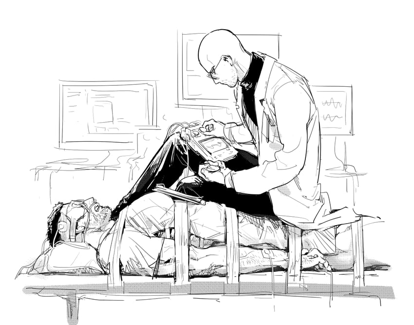 p-3 and char-les (atomic heart) drawn by fukurau