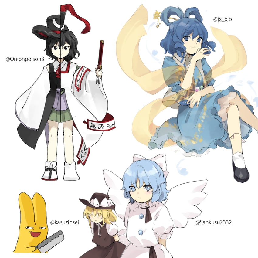 kaku seiga, enraku tsubakura, carbuncle, mai, senri tsurubami, and 1 more (touhou and 2 more) drawn by kaigen_1025