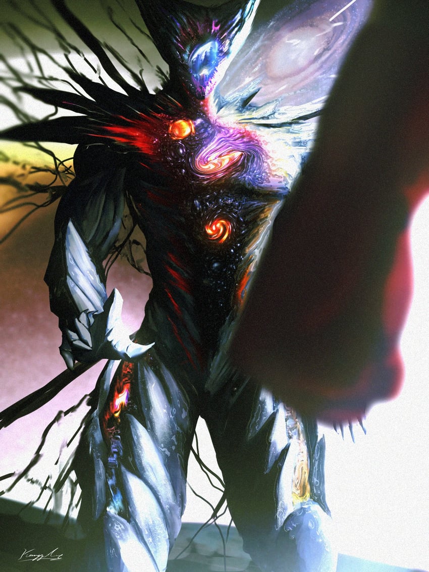 saitama, garou, and awakened garou (one-punch man) drawn by kanggereo_defansa