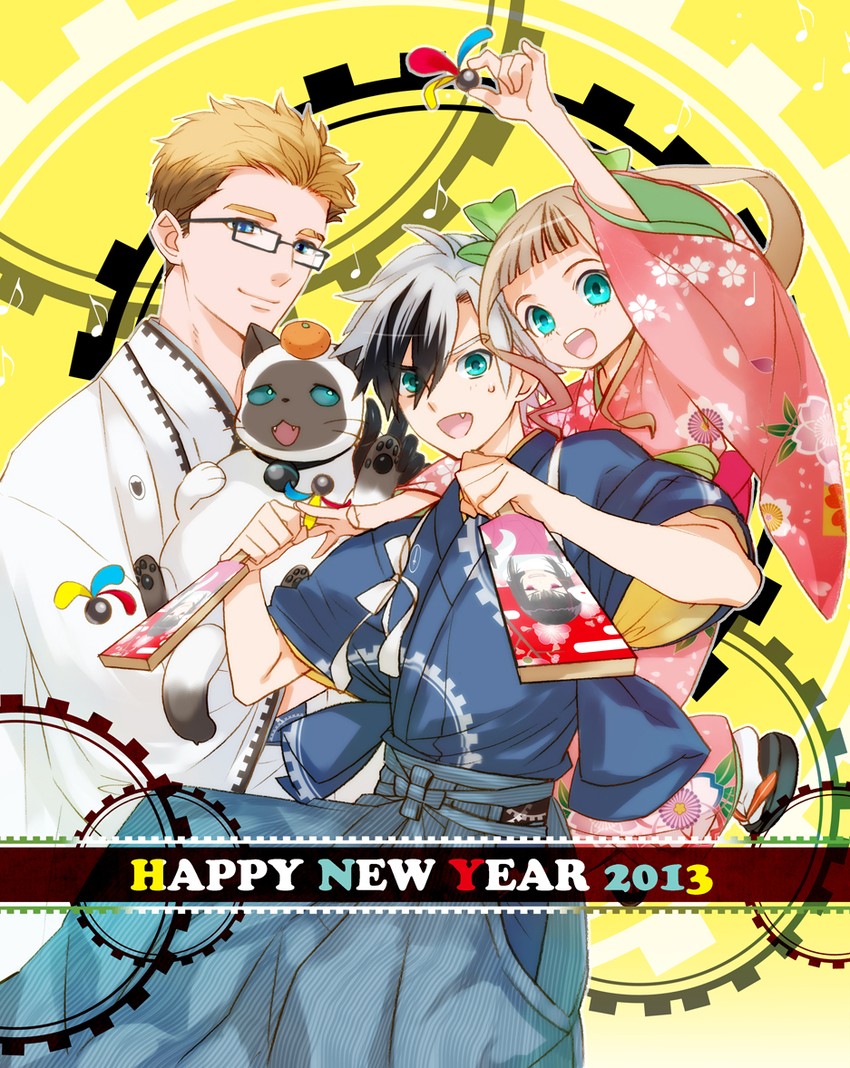 ludger will kresnik, elle mel martha, julius will kresnik, and rollo (tales of and 2 more) drawn by mako_(ikuji-san)