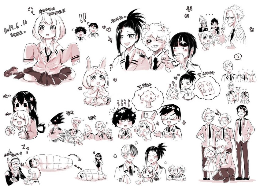 midoriya izuku, uraraka ochaco, bakugou katsuki, todoroki shoto, asui tsuyu, and 18 more (boku no hero academia) drawn by lepaleu
