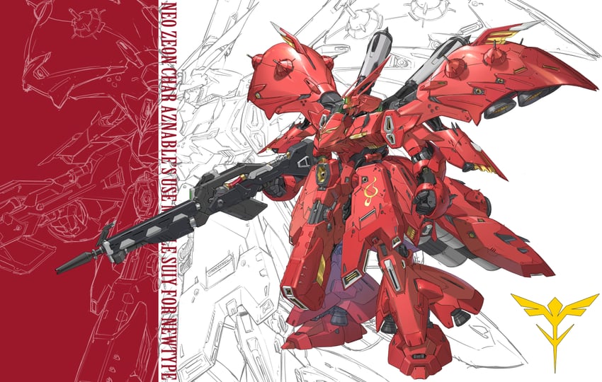 sazabi and nightingale (gundam and 2 more) drawn by pope_(user_vuza2542)