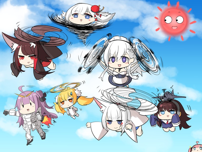 belfast, unicorn, kaga, akagi, shoukaku, and 4 more (azur lane and 2 more) drawn by akaoni_(zumt3548)