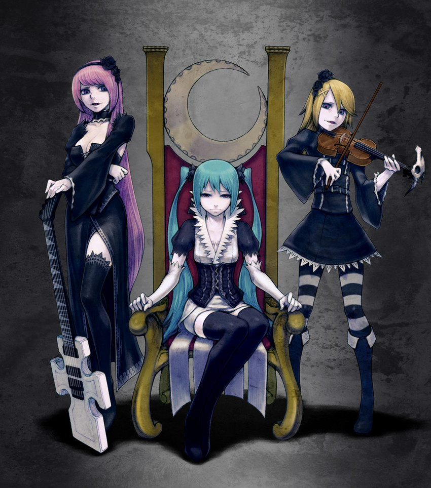 hatsune miku, kagamine rin, and megurine luka (vocaloid) drawn by hanji_(hansi)