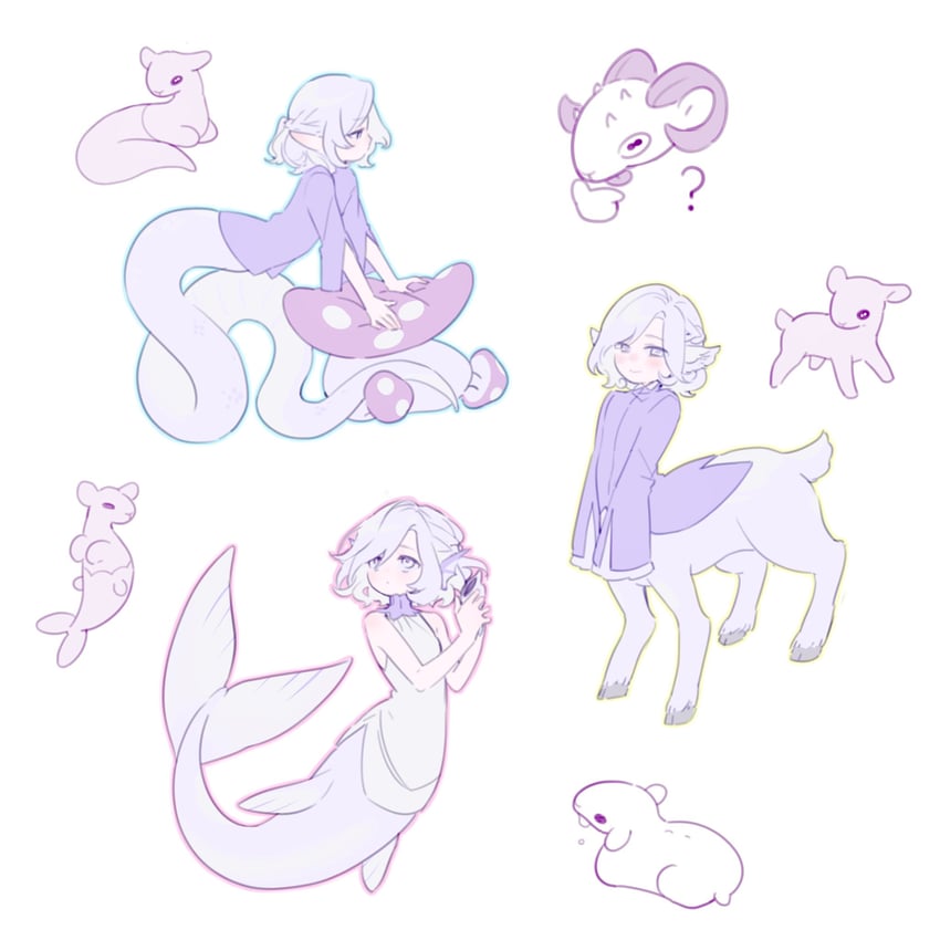 mithrun, walking mushroom, and goat (dungeon meshi) drawn by maymeriko