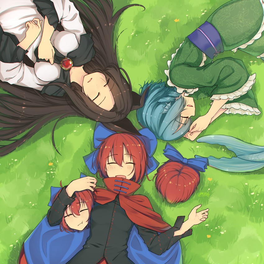 imaizumi kagerou, sekibanki, and wakasagihime (touhou) drawn by senzaicha_kasukadoki
