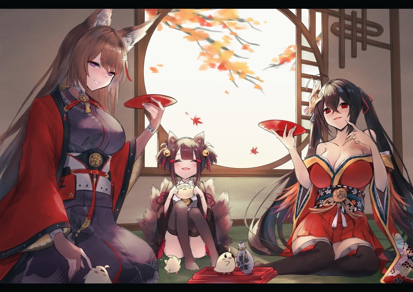 manjuu, taihou, amagi, and akagi-chan (azur lane) drawn by diieru